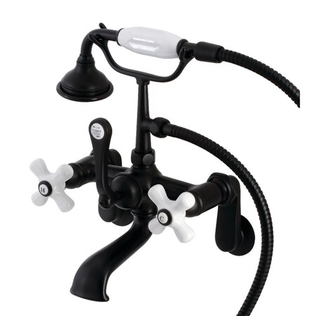 Kingston Brass AE59T0 Wall Mount Tub Faucet with Hand Shower, Matte Black AE59T0